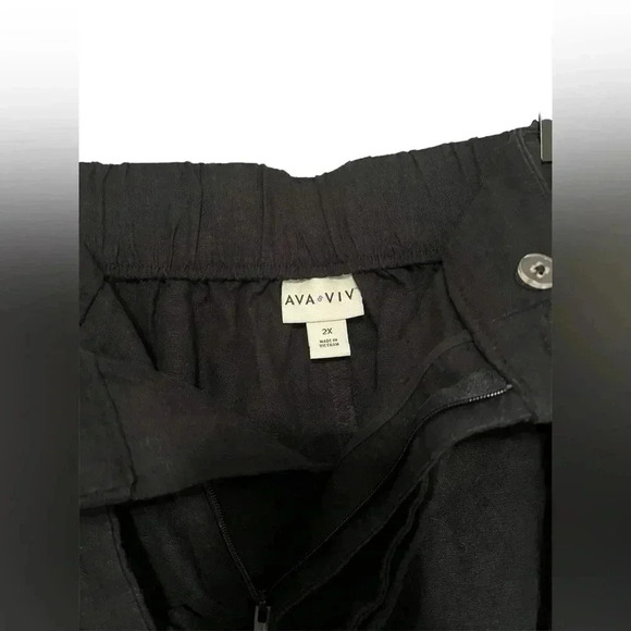 Ava & Viv Black Linen Shorts with Tie Plus Size 2X - Picture 5 of 6